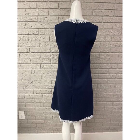 Nanette Lepore Navy A-Line Sleeveless Dress with Crochet Trim Size 2 - Picture 2 of 7